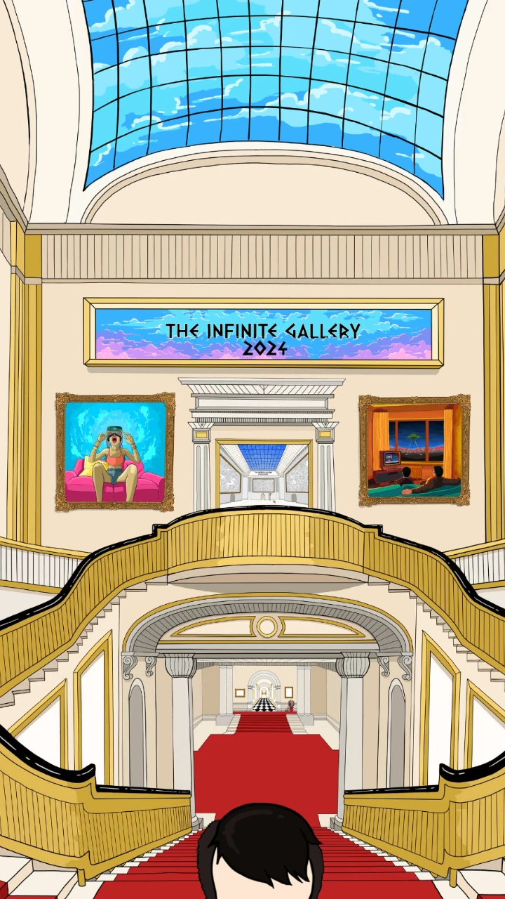 Seamless transition between two rooms of the Infinite Gallery