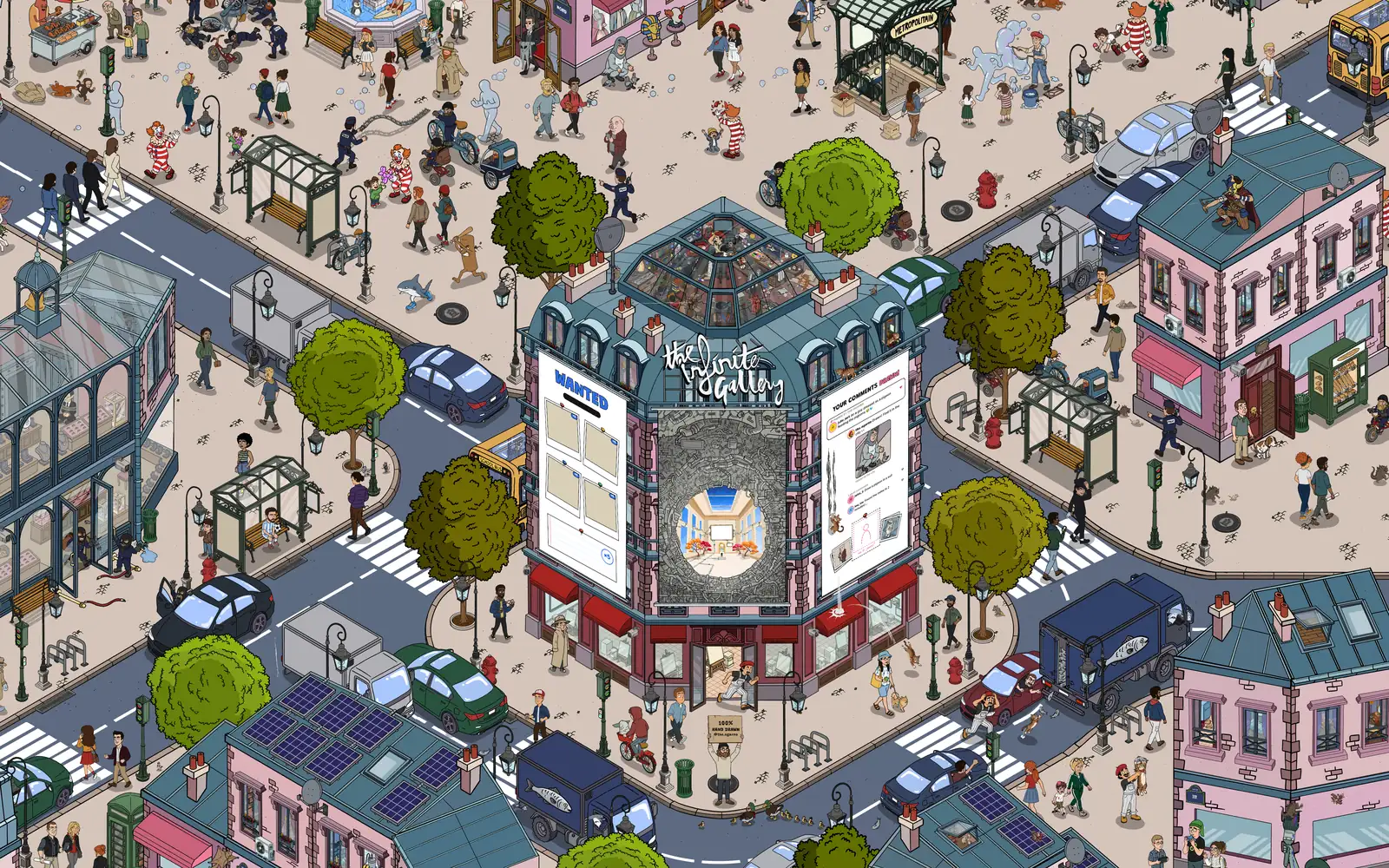 The Infinite Picture — a hand-drawn city you search, playable in the browser
